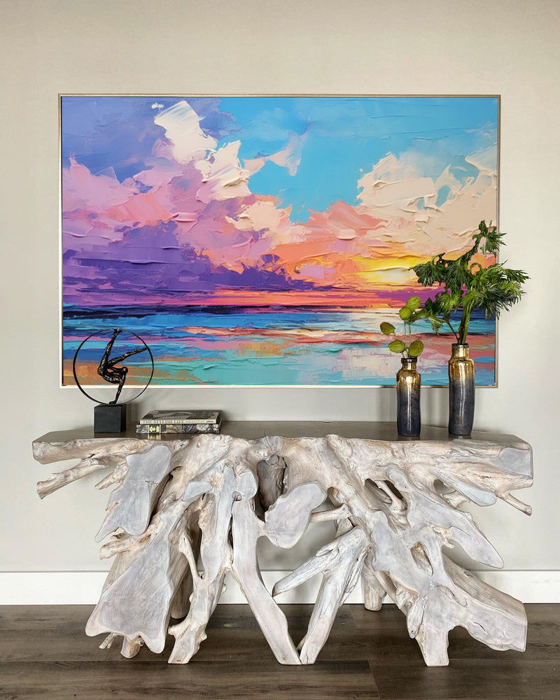 Bright Abstract Landscape Oil Painting Large Original Sunset Wall Art Modern Abstract Landscape Painting Home Decor