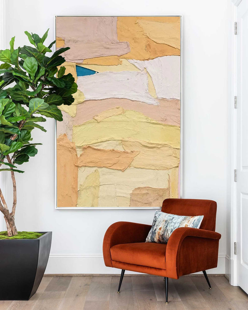 Warm Yellow Abstract Oil Painting On Canvas Modern Minimalist Wall Art Large Original Textured Acrylic Painting For Home Decor