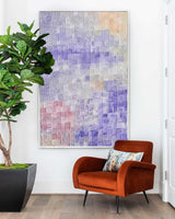 Purple Abstract Oil Painting on Canvas Modern Texture Wall Art Large Colorful Original Knife Painting Home Decor
