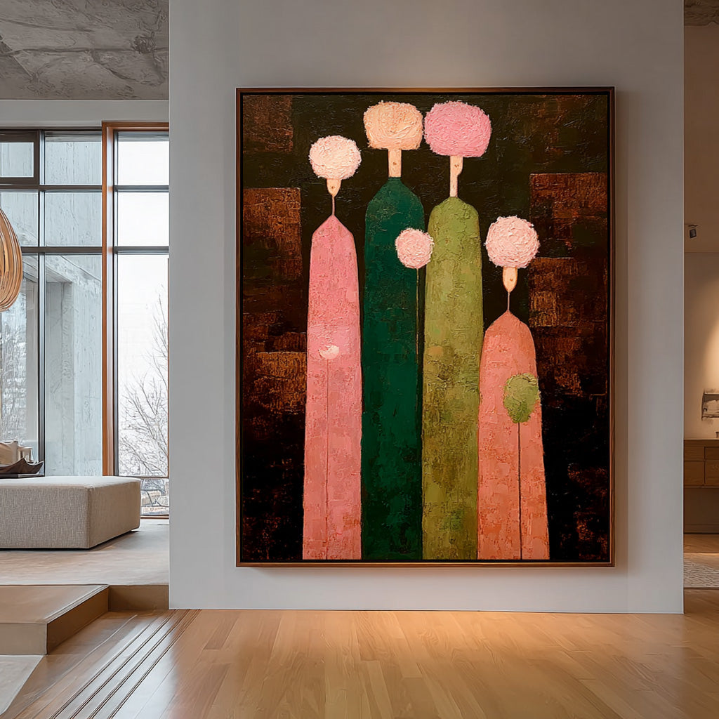 Abstract Family Wall Art Unique Modern Decor with Soft Tones For Cozy Living Spaces Textured Canvas Original