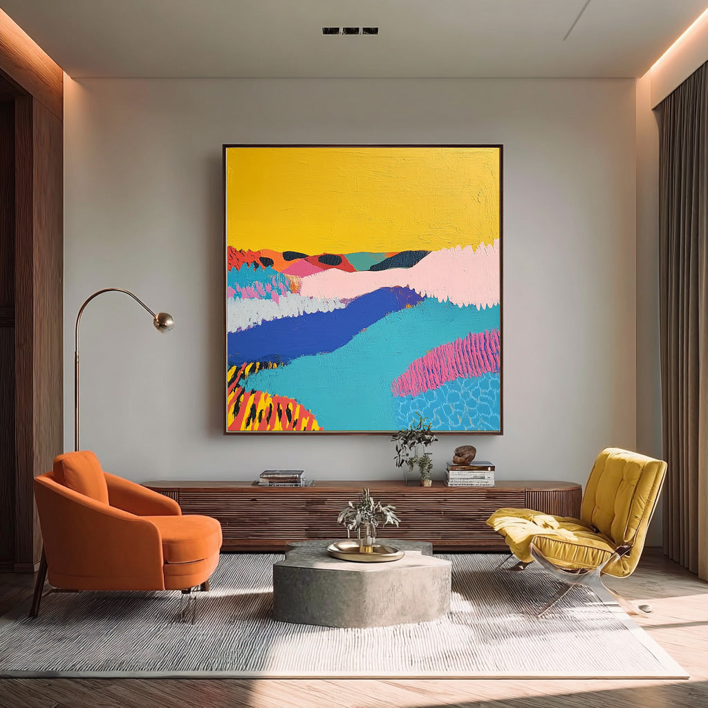 Square Contemporary Art Texture Acrylic painting Original Scenery Painting Abstract Graffiti Wall Art