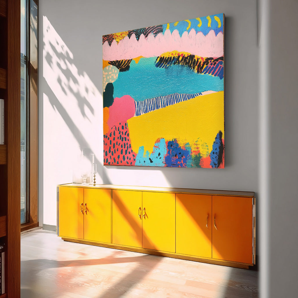 Original Landscape Painting Square Contemporary Art Texture Acrylic painting Abstract Graffiti Wall Art