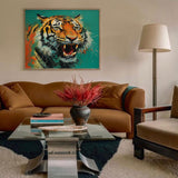 Large Green Background Abstract Tiger Canvas Oil Painting Original Tiger Canvas Wall Art Modern Animal Artwork Living Room Office