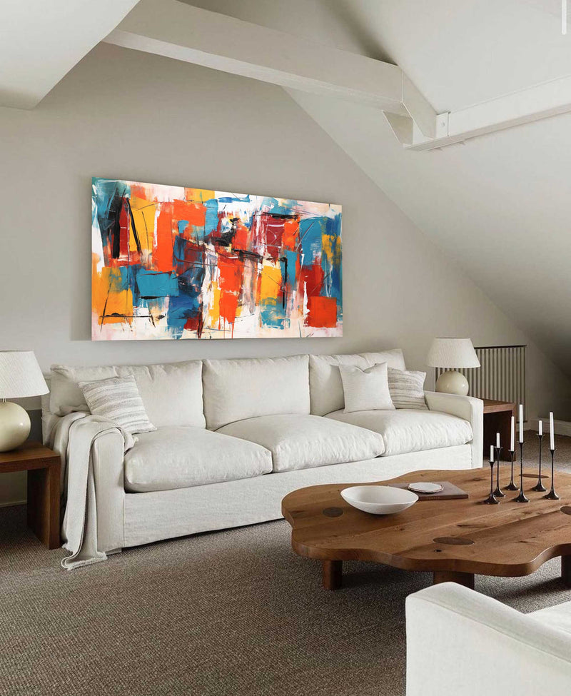 Bright Colorful Acrylic Painting Textured Original Oil Painting On Canvas  Large Modern Abstract Urban Living Room Wall Art