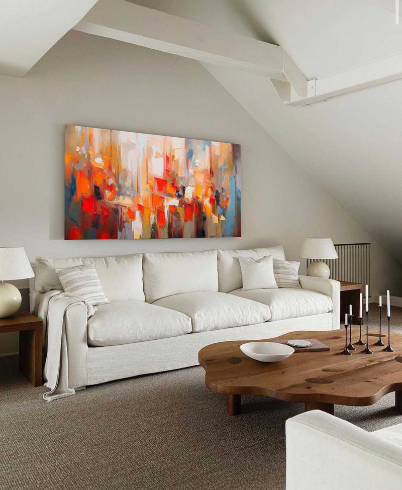 Textured Original Oil Painting On Canvas Bright Colorful Acrylic Painting Large Modern Abstract Urban Living Room Wall Art