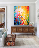 Large Colorful Original Painting Vibrant Colorful Abstract Oil Painting On Canvas Modern Texture Wall Art Home Decor