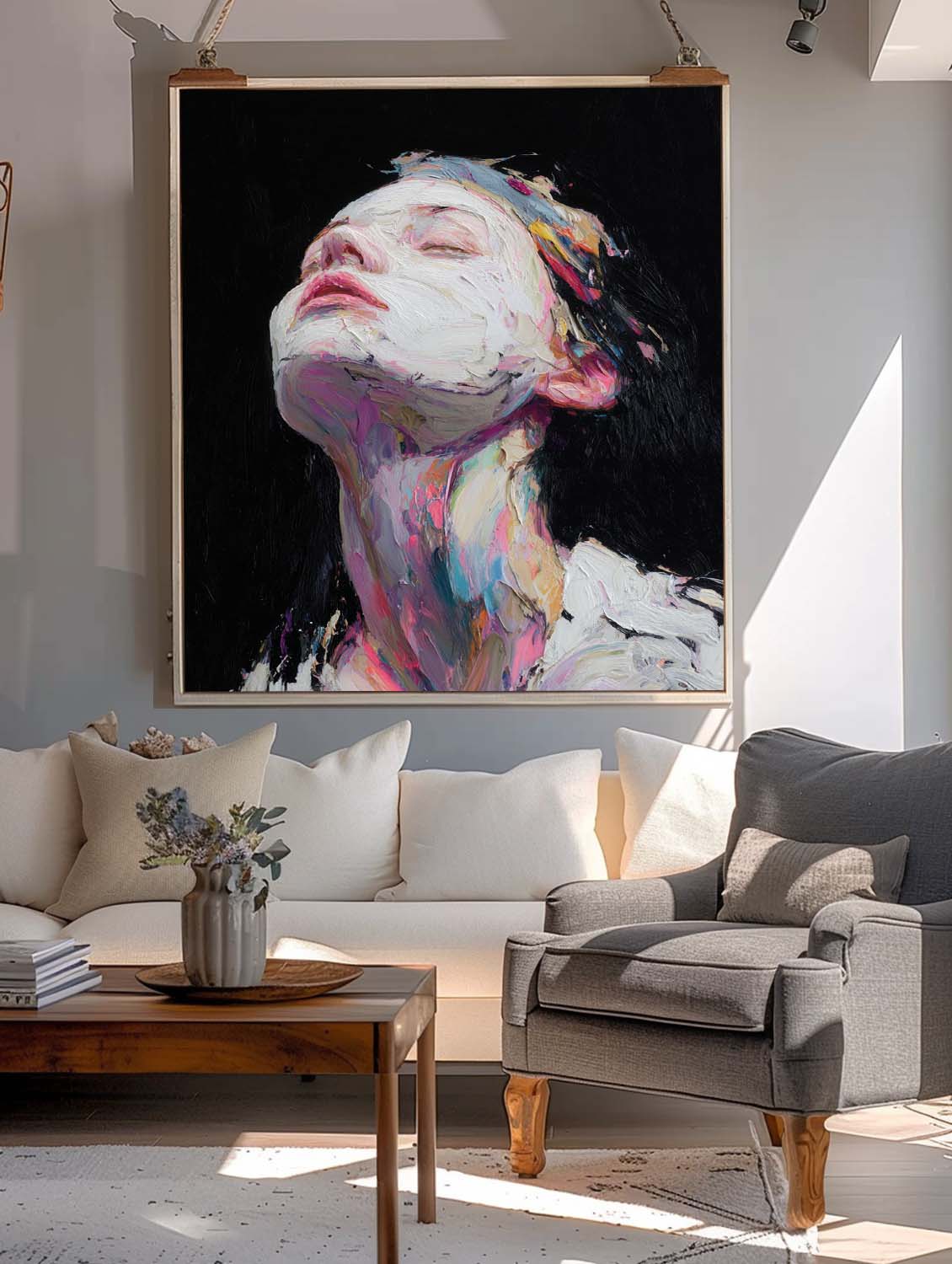 Modern Pop Wall Decor For Home Color Splatter Female Art Vibrant with Abstract Expressionism Style