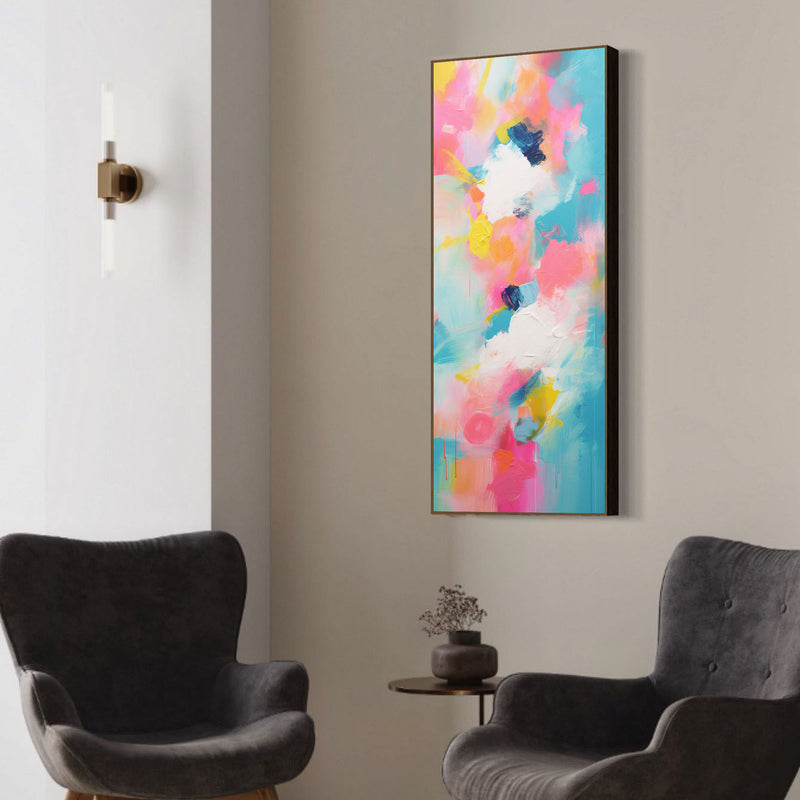 Vibrant Colorful Long Version Large Abstract Oil Painting Original Wall Art Painting Home Decor