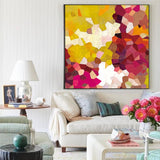Yellow And Red Abstract Oil Painting On Canvas Modern Wall Art Large Original Blue Acrylic Painting For Living Room