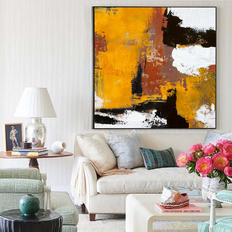 Square Original Abstract Oil Painting With Frame Abstract Acrylic Painting Large Wall Art Modern Art Home Decor