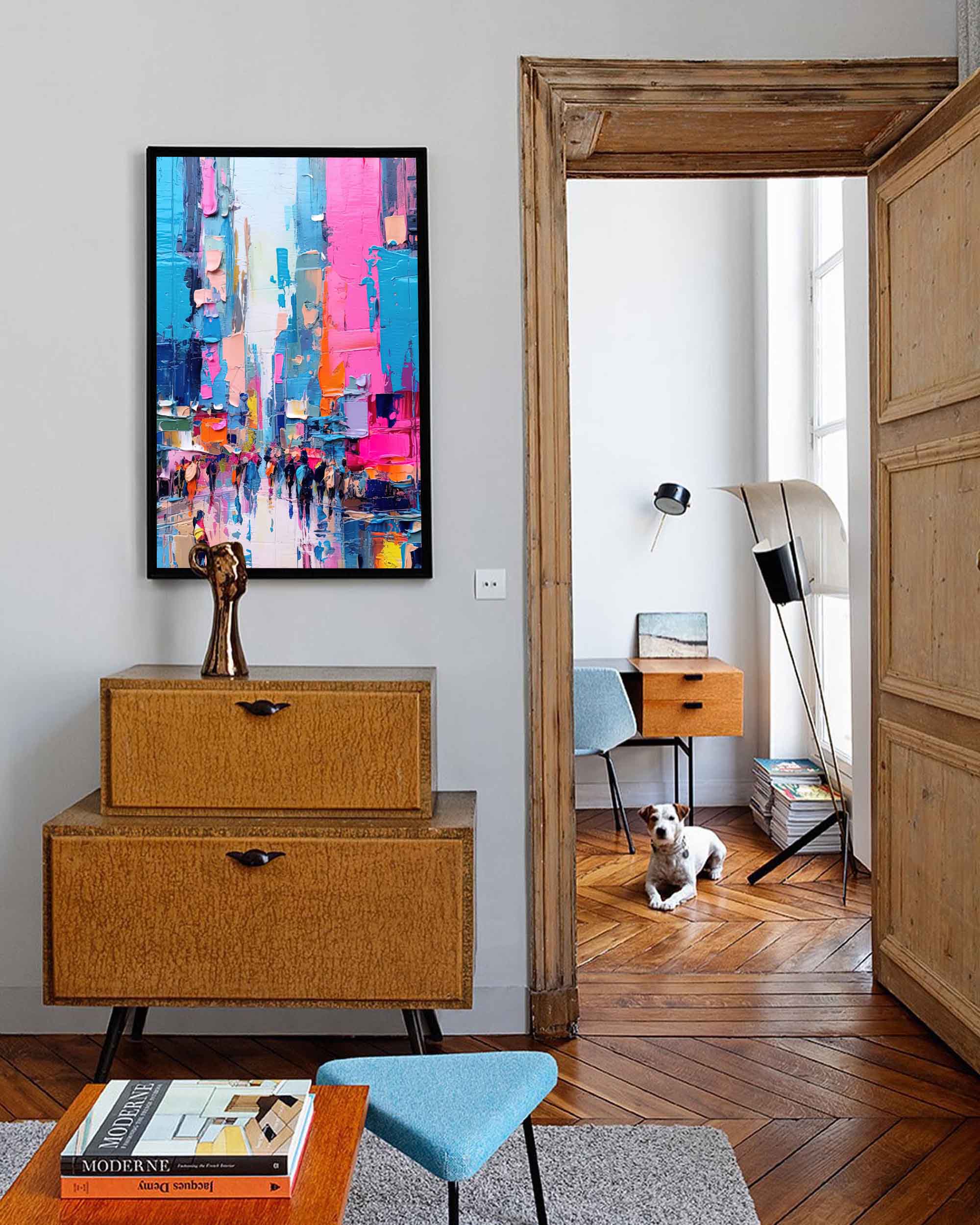 Large Cityscape Oil Painting On Canvas Original Abstract Urban Scene Art Modern Colorful Wall Art Living Room