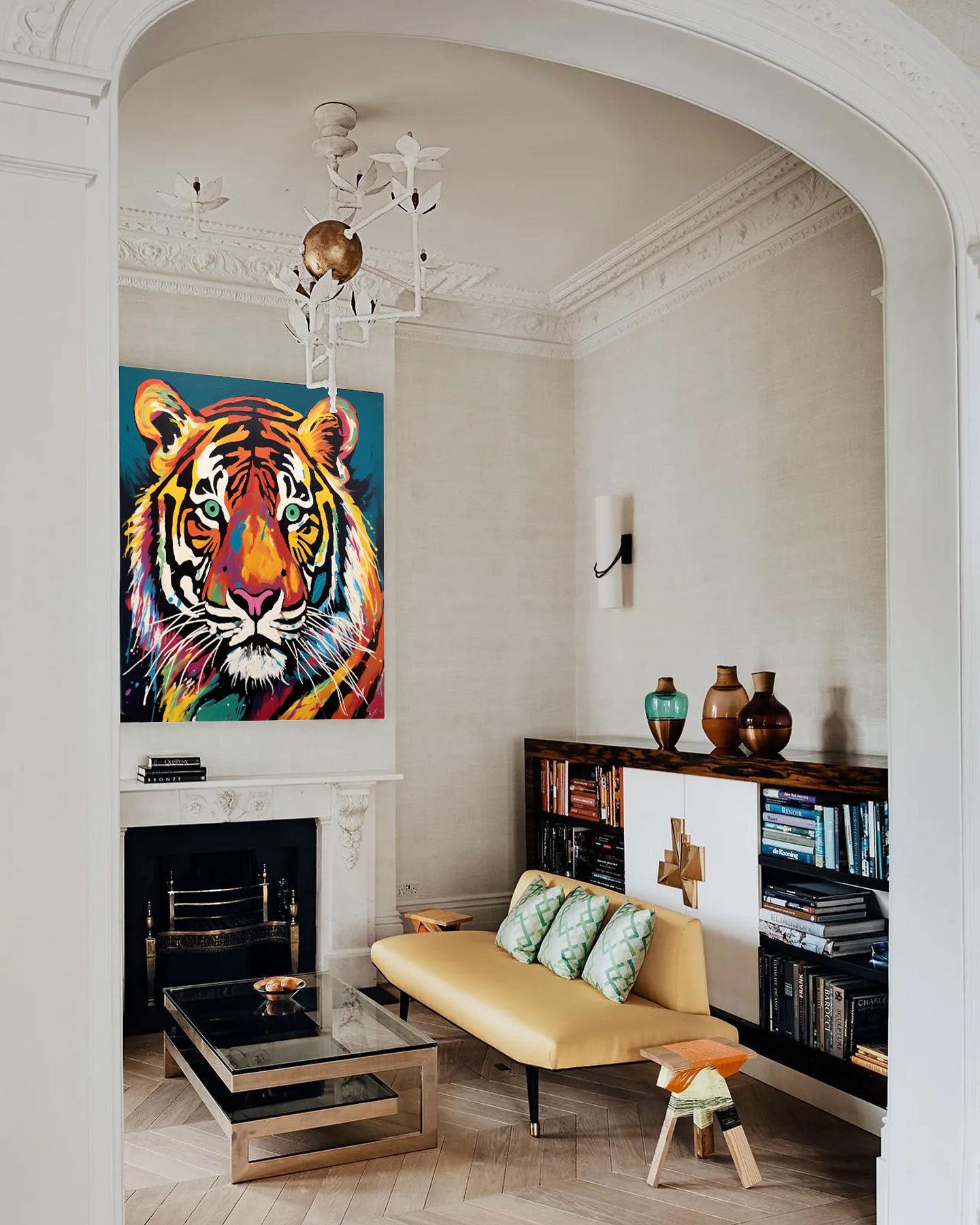 Original Tiger Oil Painting On Canvas Large Abstract Tiger Canvas Wall Art Modern Impressionist Animal Artwork for Living Room Bedroom