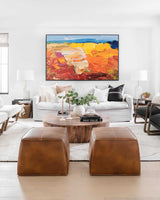 Large Abstract Canvas Oil Painting Original Wall Art Simple Landscape Painting Living Room Decoration