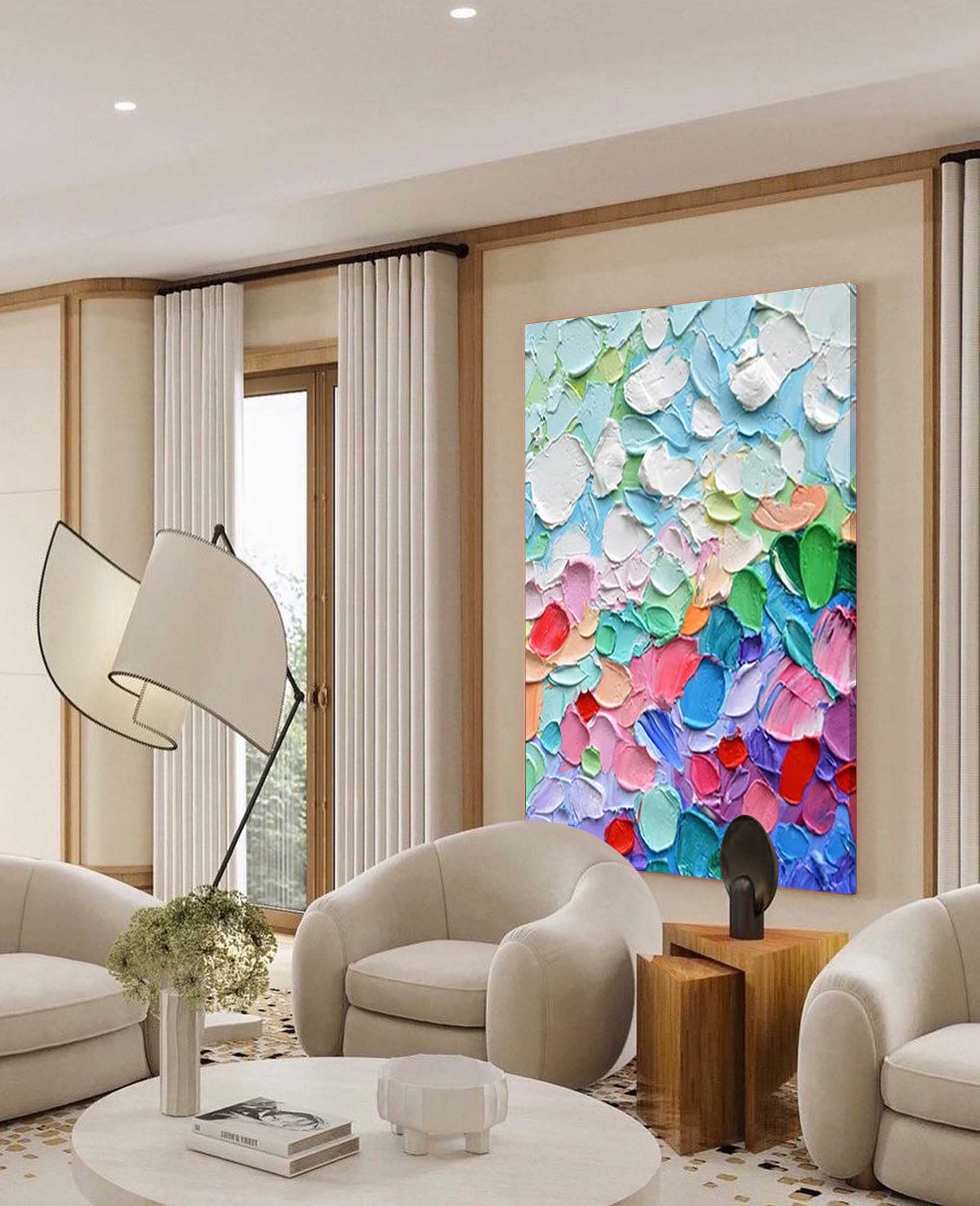 Colorful Abstract Oil Painting On Canvas Large Original Knife Painting Living Room Modern Wall Art Gift