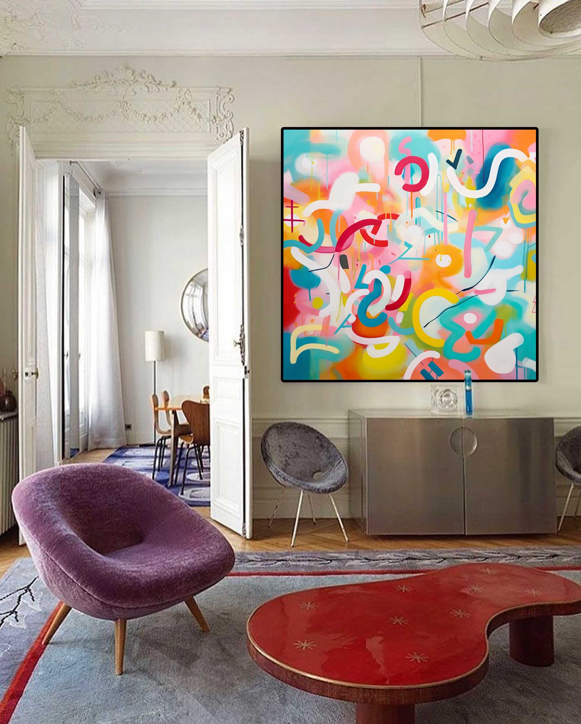 Vibrant Colorful Abstract Oil Painting On Canvas Modern Wall Art Large Original Color Acrylic Painting For Living Room