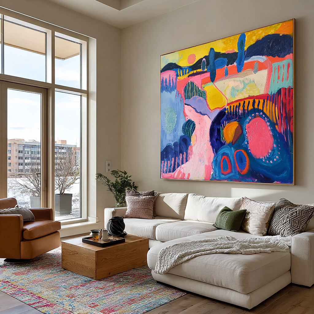 Original Scenery Oil Painting Abstract Graffiti Wall Art Color Texture Acrylic painting Contemporary Art