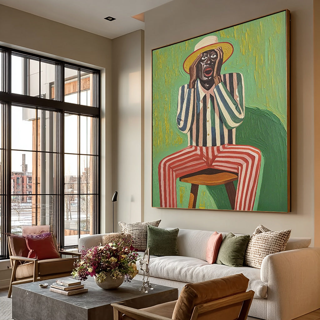 Textured humorous People Painting Canvas Original Large Abstract Exaggerated Expressions Figure Wall Art