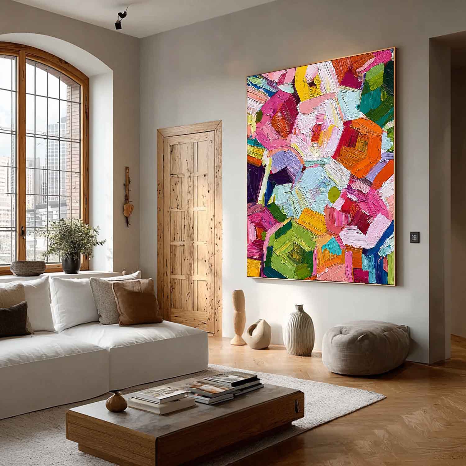 Original Geometric Color Painting Brilliant Texture Acrylic painting Abstract Large Wall Art Fashion Art