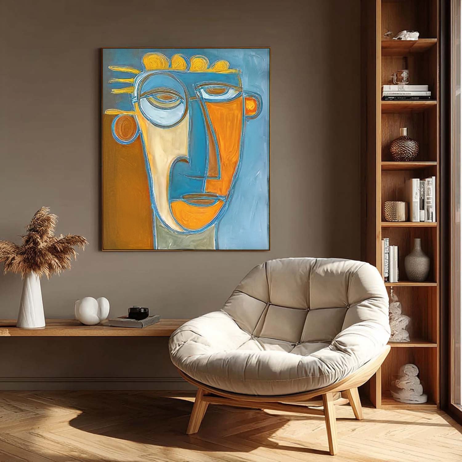Large People Wall Art Color Abstract Cute Face Oil Painting Canvas Original Facial Features Artwork