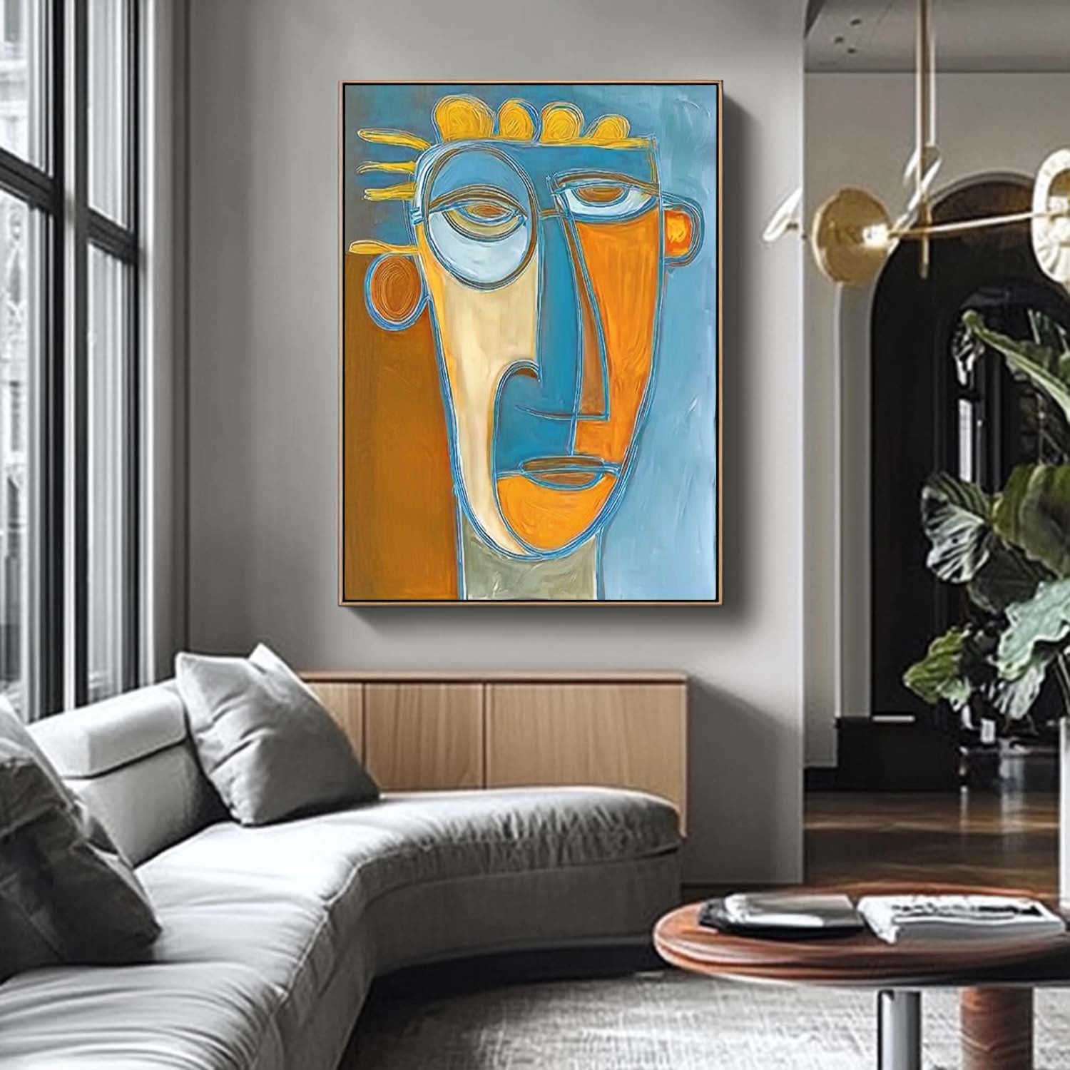 Large People Wall Art Color Abstract Cute Face Oil Painting Canvas Original Facial Features Artwork