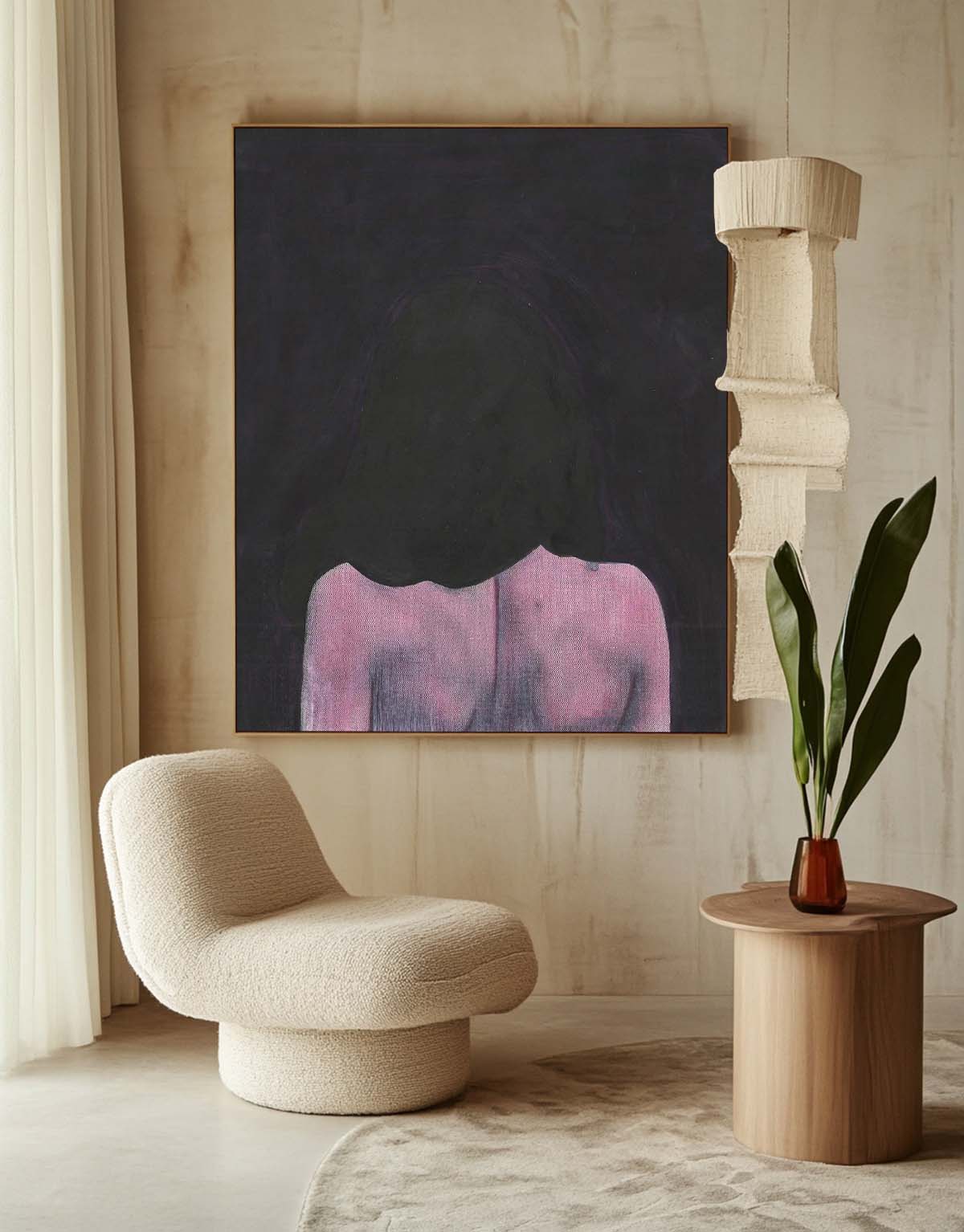Original Girl Back Wall Art Warm Color Abstract Artwork Large Figure Painting For Living Room