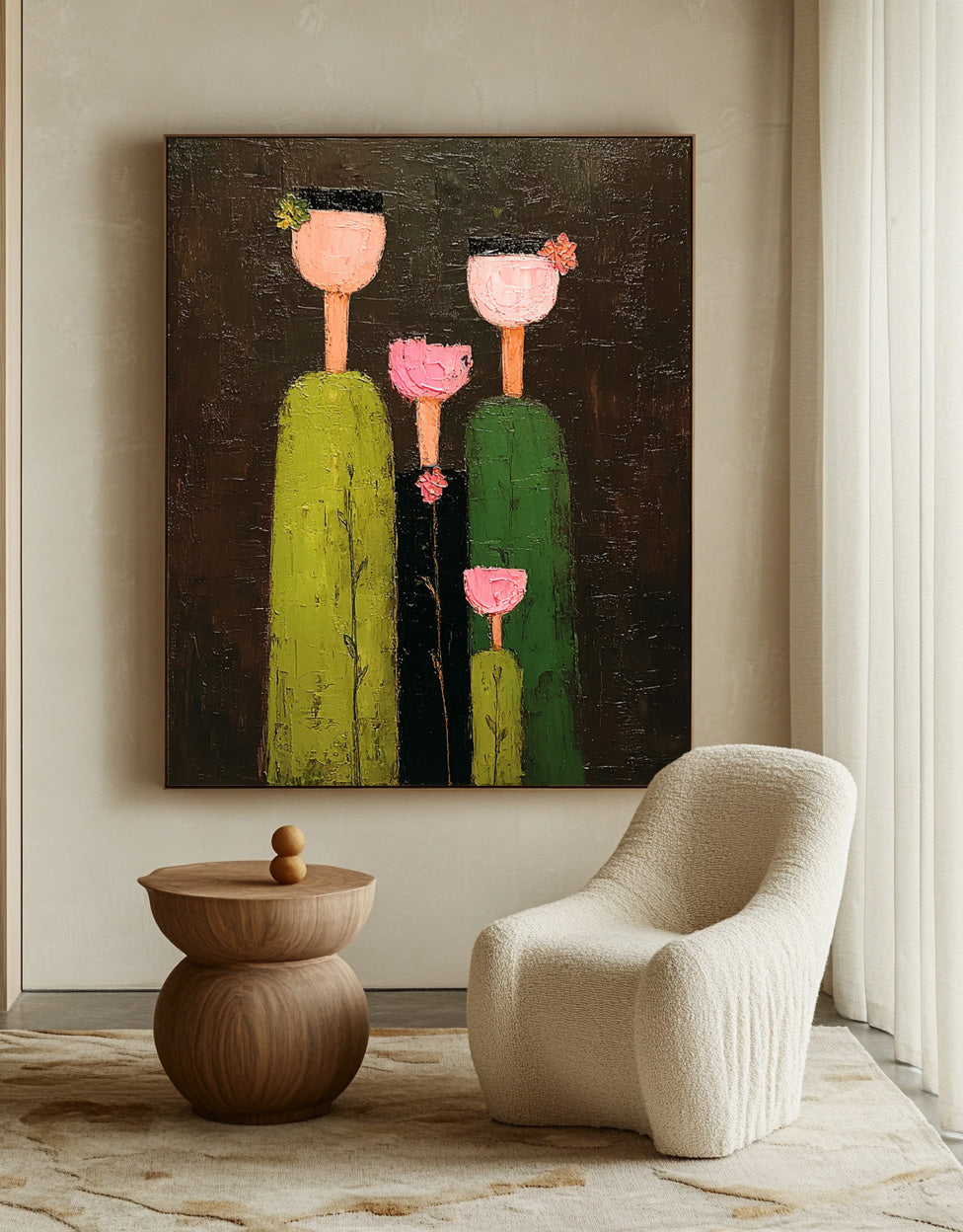 Large Textured Original Abstract Family Wall Art Unique Modern Decor with Soft Tones For Cozy Living Spaces