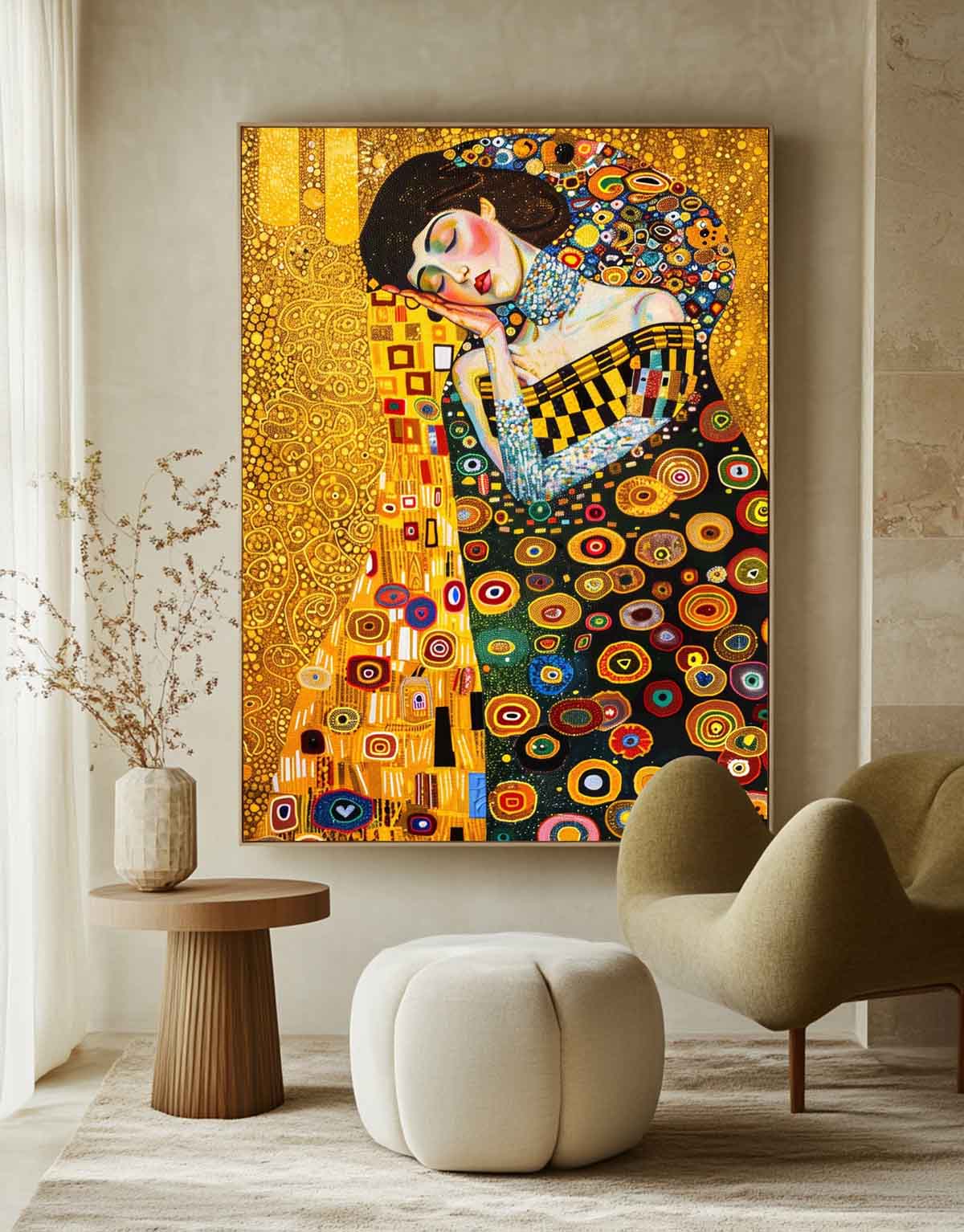 Exquisite Lady Colorful Abstract Artwork Large Figure Painting Original Gold Women Wall Art Gift