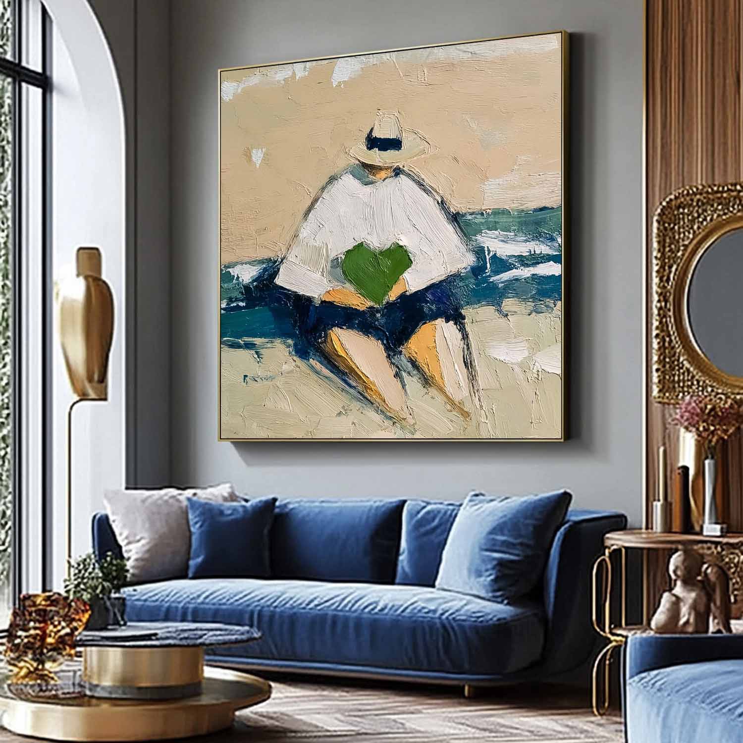 Abstract Lovely Human Oil Painting Canvas Beach Boy Acrylic Painting Original Portrait Wall Art Home Decor