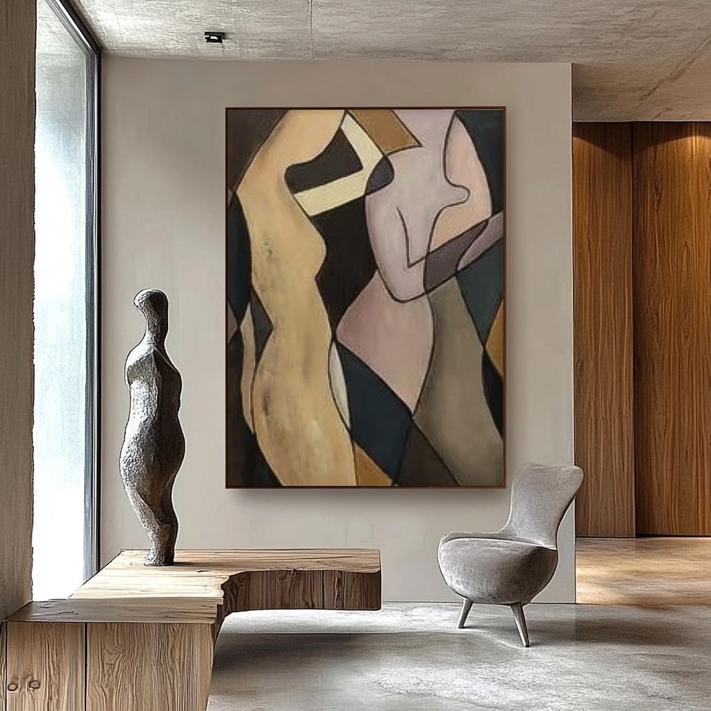 Modern Minimal Abstract Painting Figure Neutral Wall Decor Line Contemporary Gallery Wall Art For Living Room
