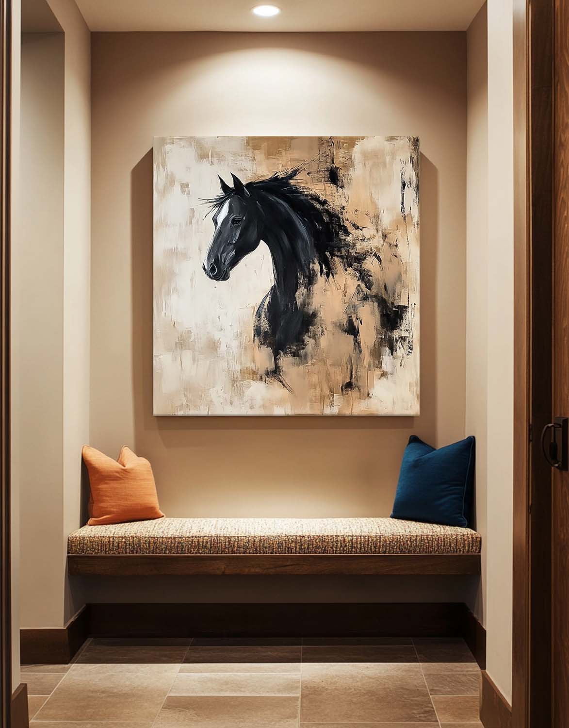 Original Abstract Horse Wall Art Large Retro Animal Artwork Home Decor Square Oil Painting Canvas