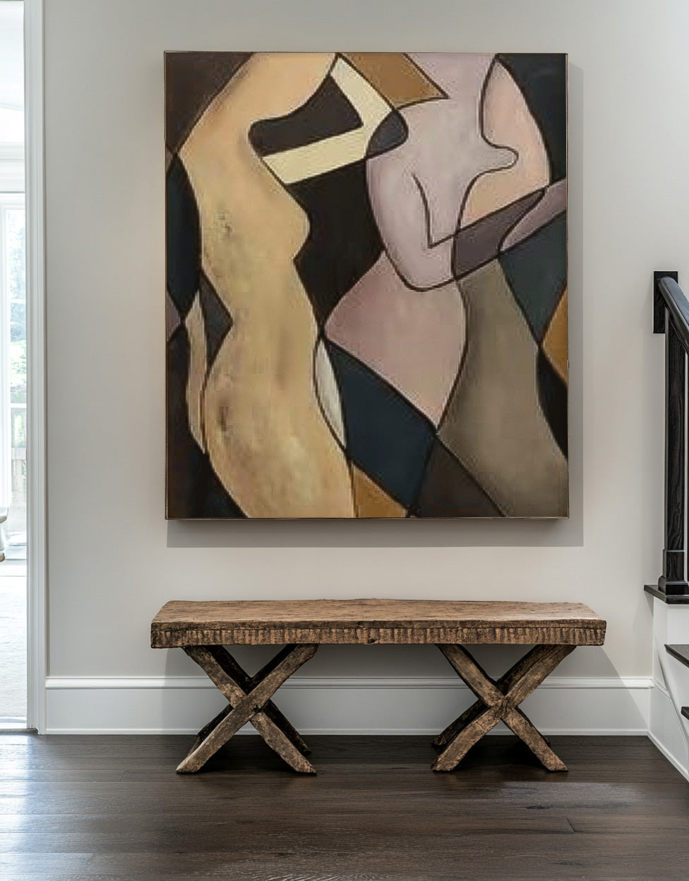 Modern Minimal Abstract Painting Figure Neutral Wall Decor Line Contemporary Gallery Wall Art For Living Room