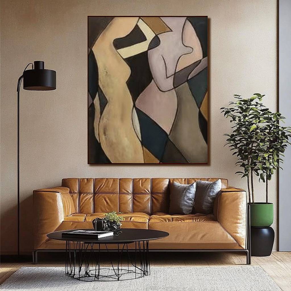 Modern Minimal Abstract Painting Figure Neutral Wall Decor Line Contemporary Gallery Wall Art For Living Room