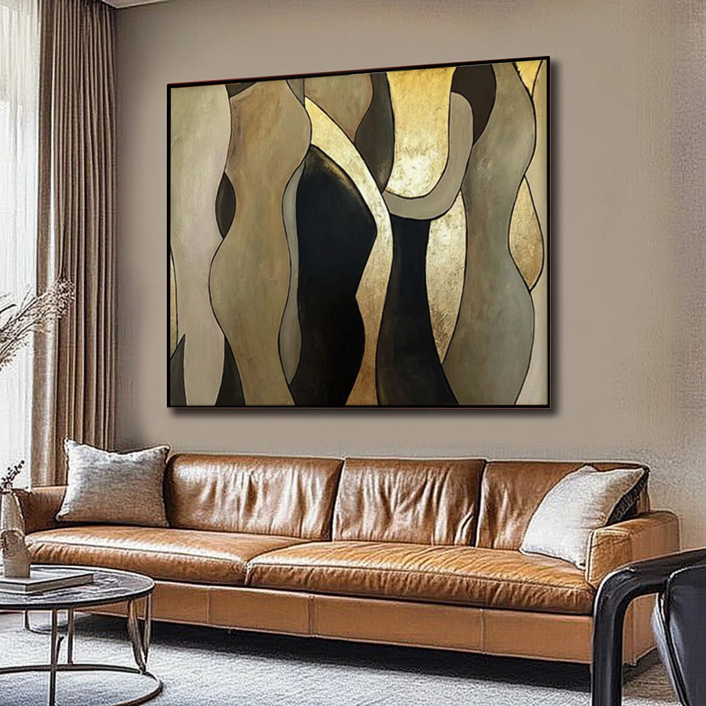 Line Contemporary Gallery Wall Art Modern Minimal Abstract Painting Figure Neutral Wall Decor For Living Room