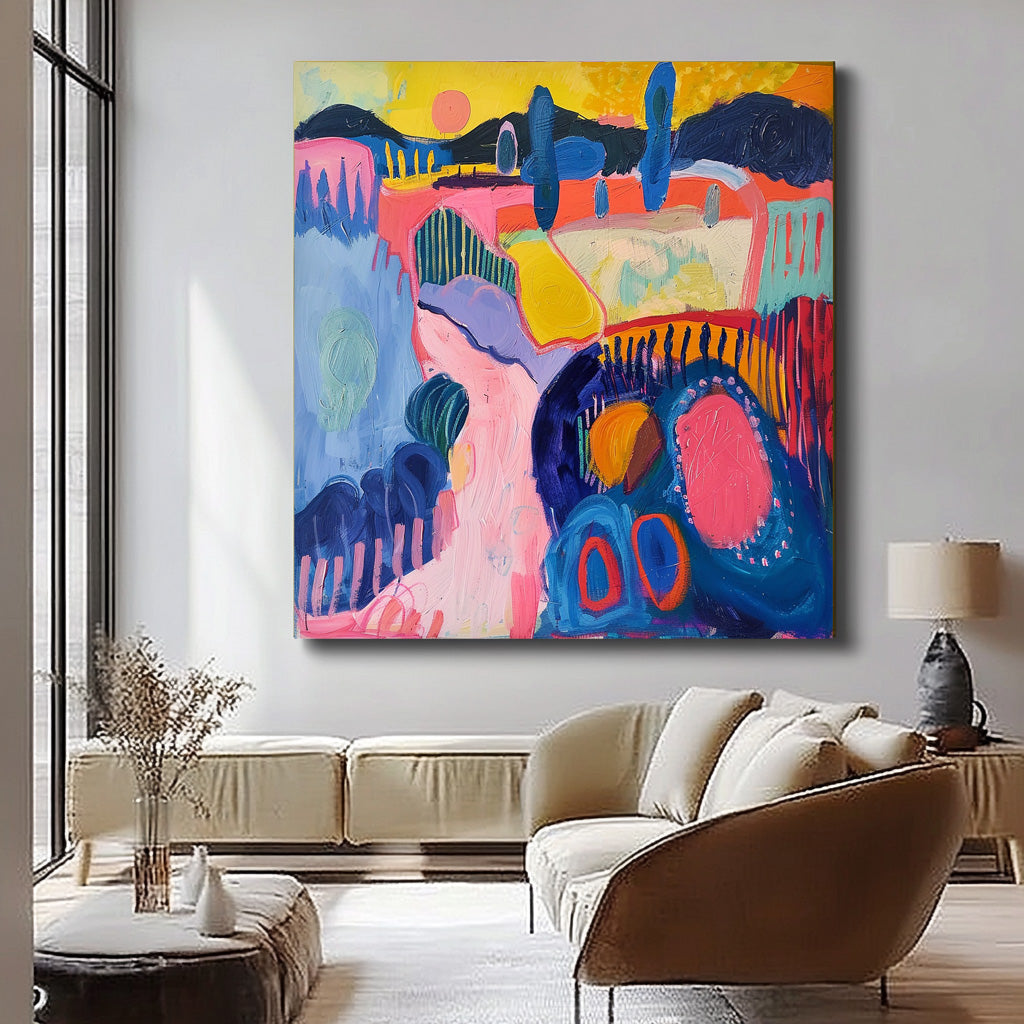 Original Scenery Oil Painting Abstract Graffiti Wall Art Color Texture Acrylic painting Contemporary Art