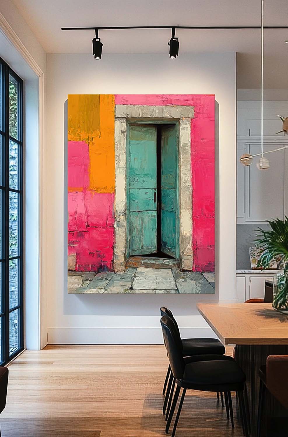 Large Architectural Door Painting Framed Original Vibrant Doorway Wall Art Abstract Acrylic painting