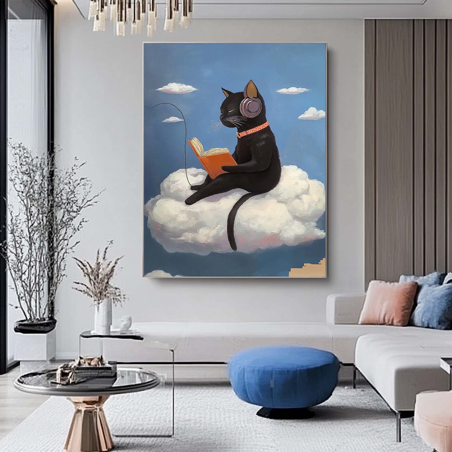 Cute Kitten Texture Animal Oil Painting Personification Acrylic Painting Modern Abstract Wall Art Decor