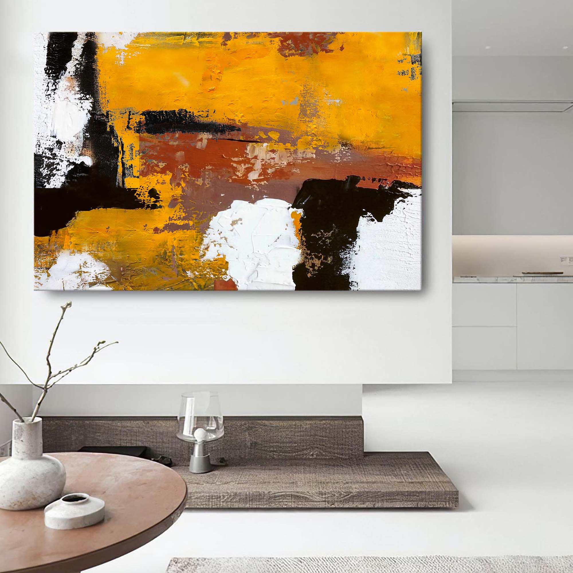 Modern Abstract Canvas Oil Painting Yellow Large Wall Art Original Texture Oil Painting Home Decoration