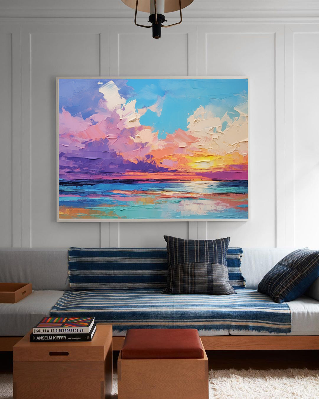 Bright Abstract Landscape Oil Painting Large Original Sunset Wall Art Modern Abstract Landscape Painting Home Decor