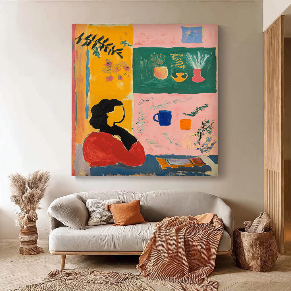 Abstract Wall Art Original Graffiti Retro Still Life Silhouette Painting Acrylic painting Fashion Art