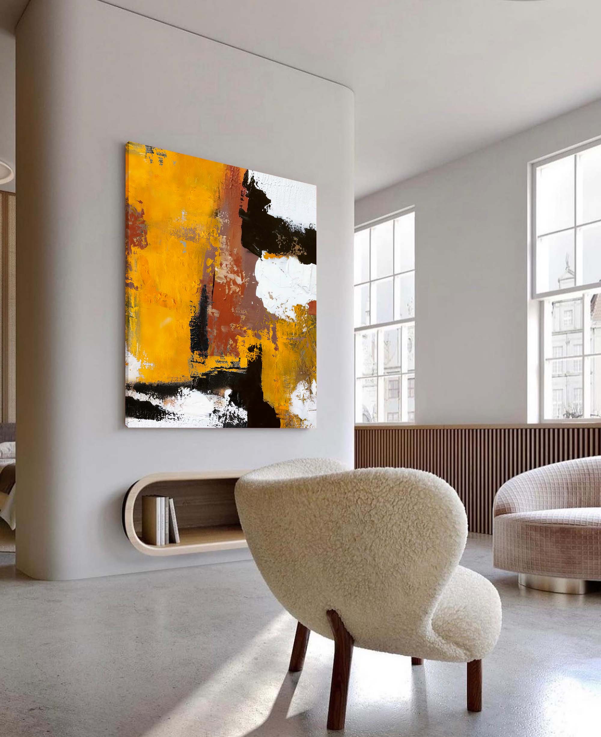 Square Original Abstract Oil Painting With Frame Abstract Acrylic Painting Large Wall Art Modern Art Home Decor