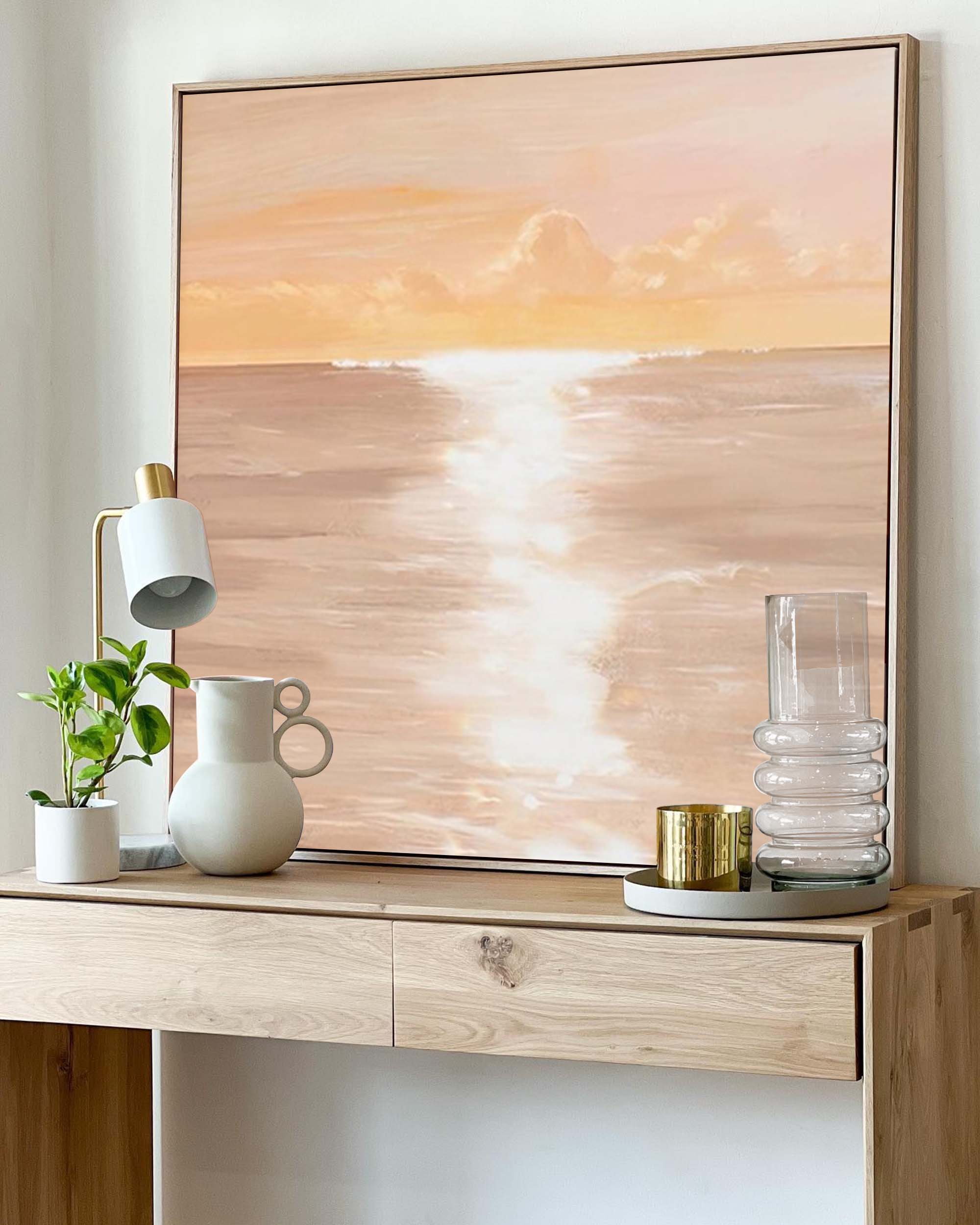 Modern Sunset Oil Painting Large Wall Art Abstract Sunset Seaside Acrylic Painting Home Decor