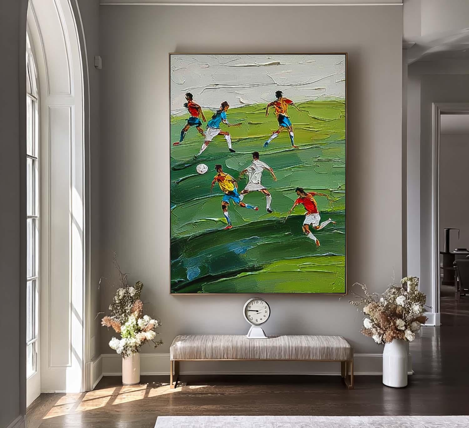 Textured Football Wall Art Green Football Textured Canvas Art Sports Art Lover Gift Home Decor
