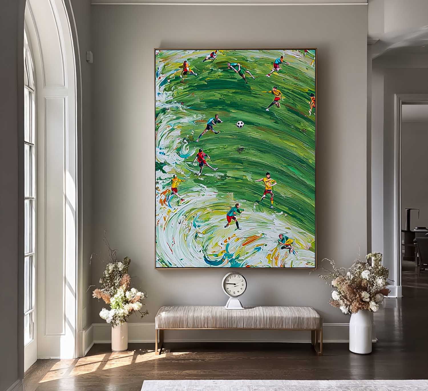 Green Football Textured Canvas Art Textured Football Wall Art Sports Art Lover Gift Home Decor