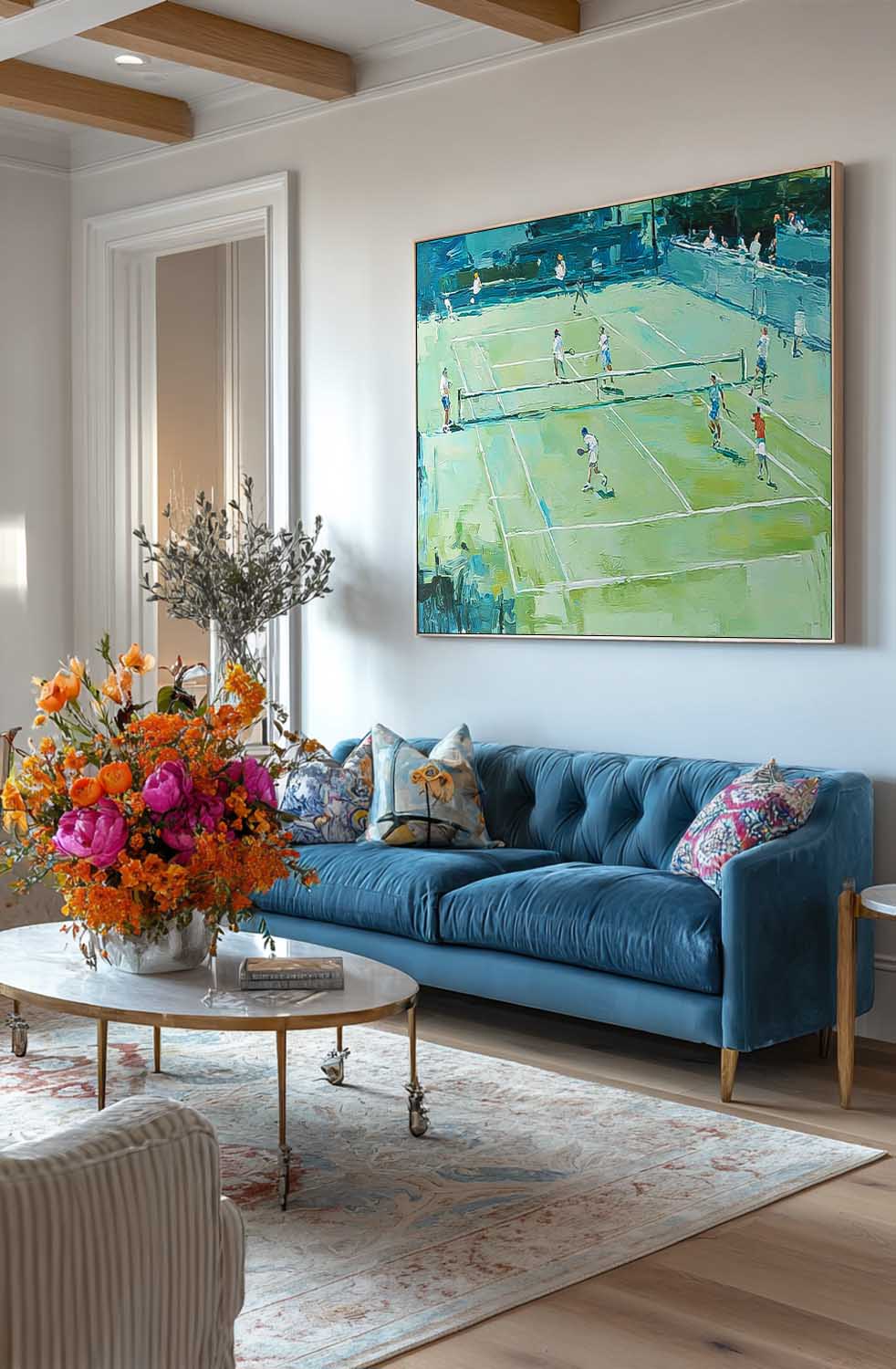 Large Green Badminton Court Painting Textured Wall Art Abstract Badminton Sports Art On Canvas Badminton Lovers Gift