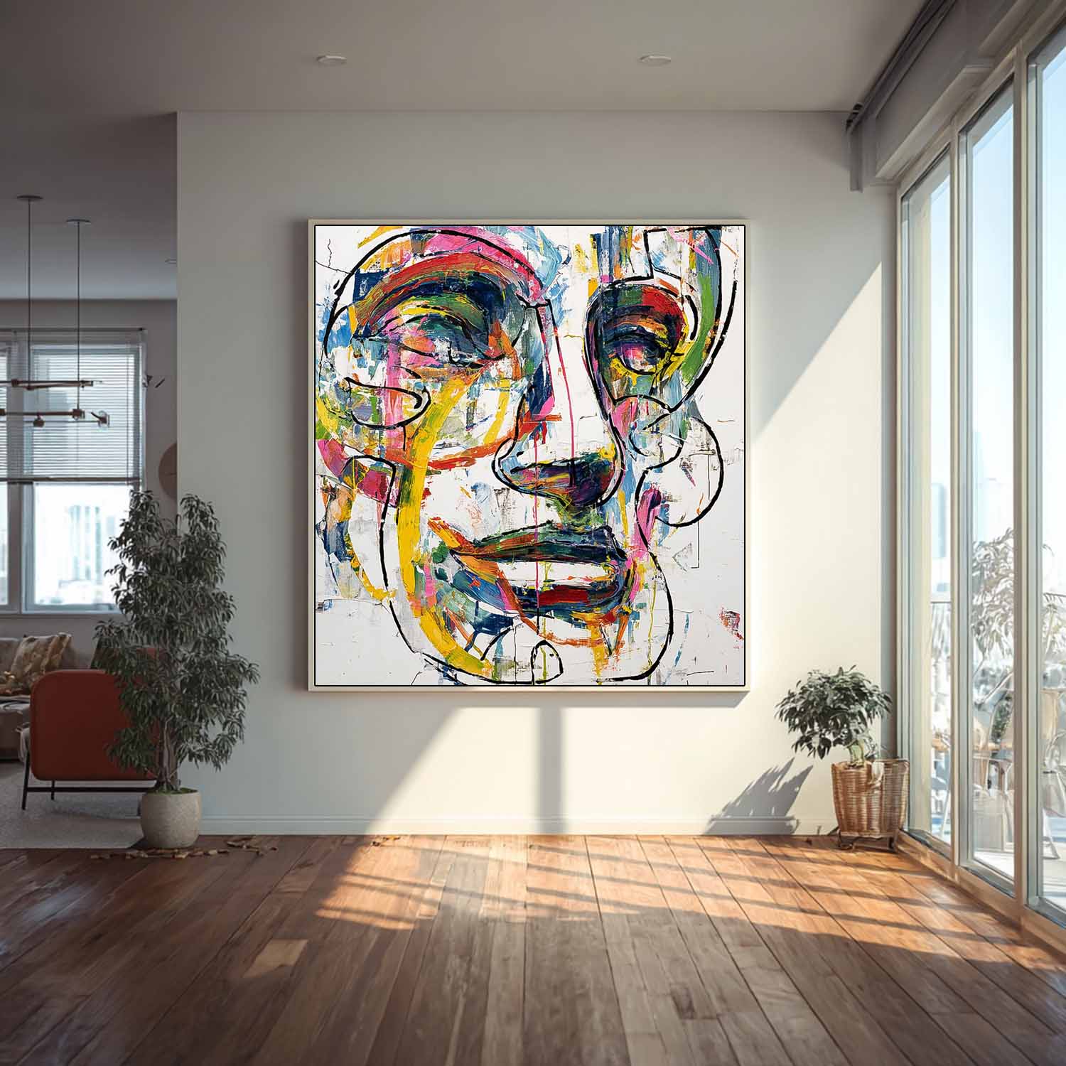 Abstract Side Face Oil Painting Canvas Large People Wall Art Color Original Facial Features Artwork