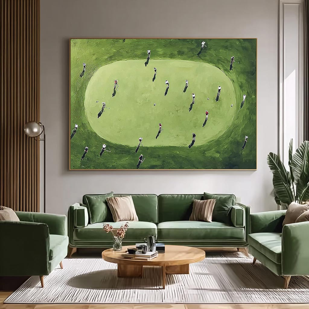 Textured Large Football Court Painting Canvas Abstract Football Sports Wall Art Football Lovers Gift