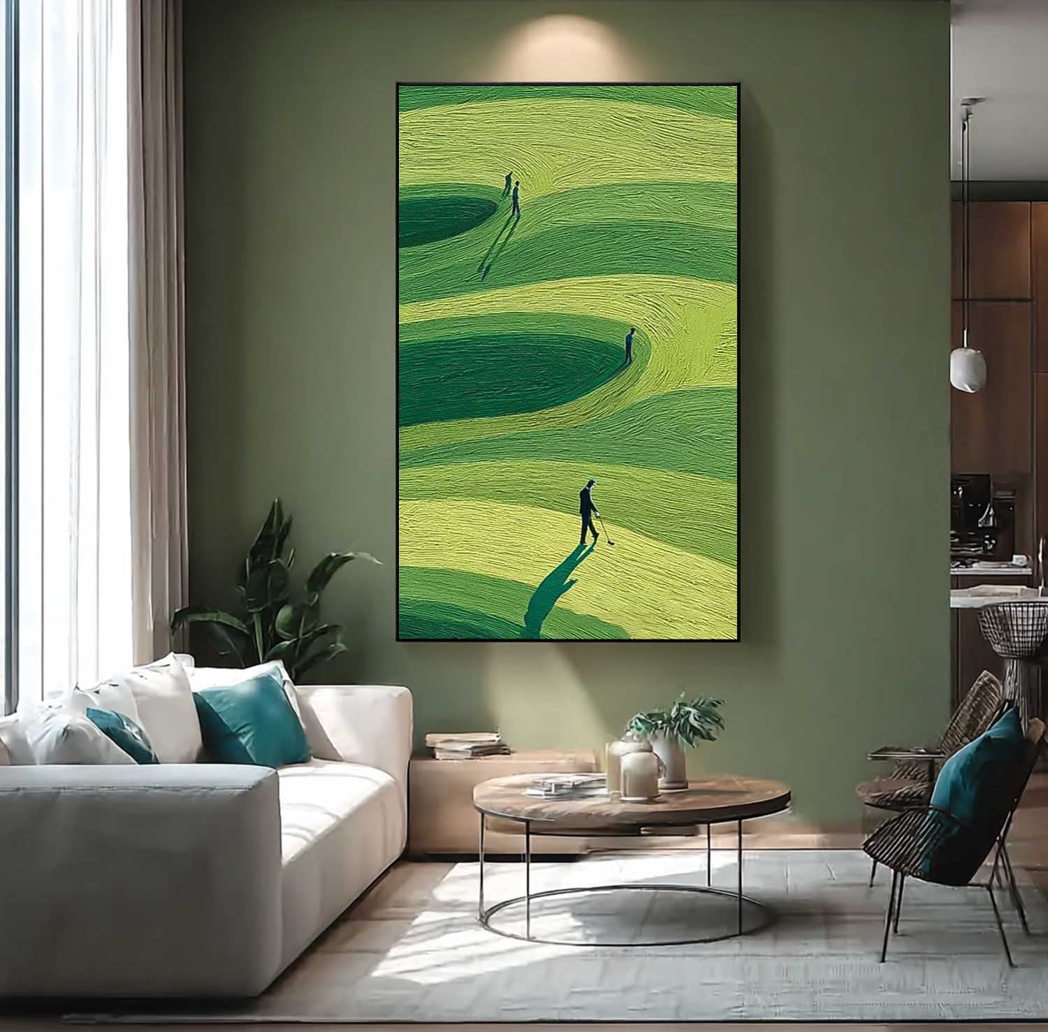 Large Golf Course Green Abstract Painting Textured Wall Art Original Handmade Art Golf Lovers Gifts 