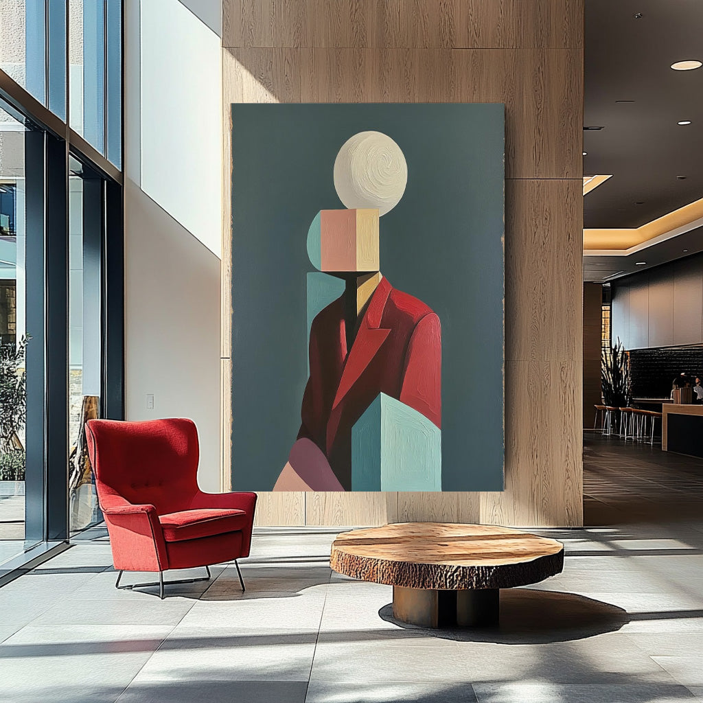 Textured Geometric Shapes People Painting Canvas Original Large Abstract Figure Wall Art Home Decor