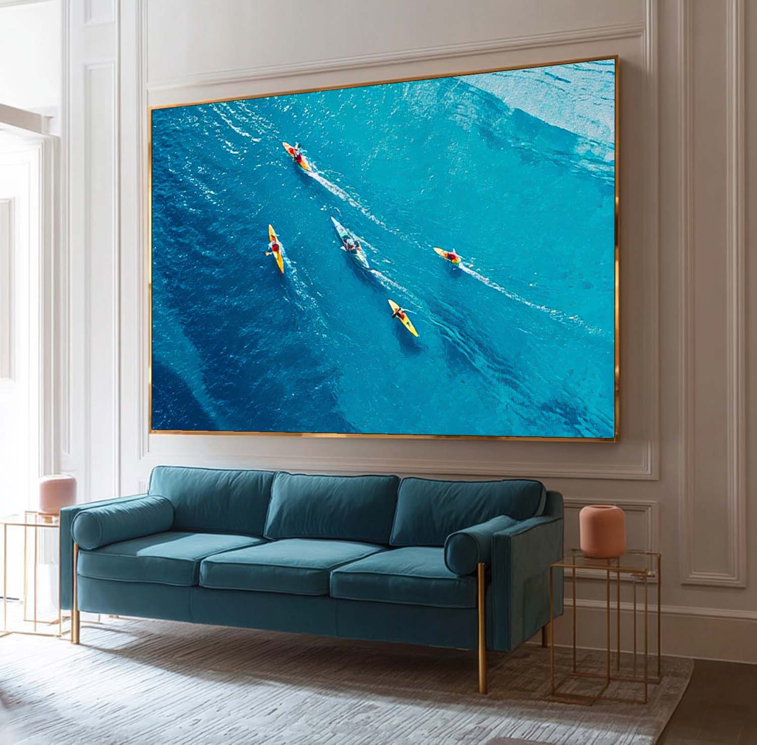 Large Original Rowing Boats painting Boat Seascape Landscape Impasto painting Impressionism Coastal artwork