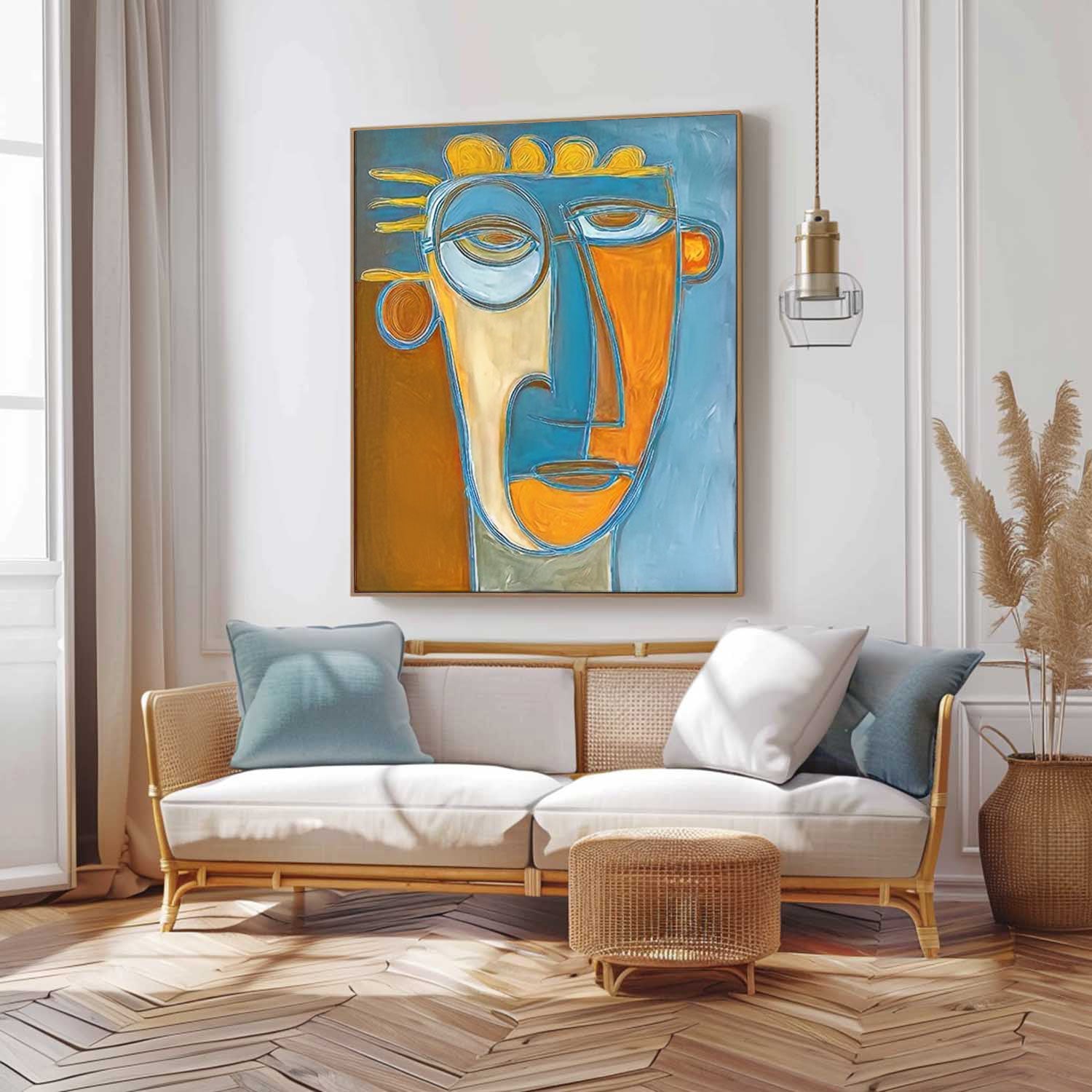 Large People Wall Art Color Abstract Cute Face Oil Painting Canvas Original Facial Features Artwork